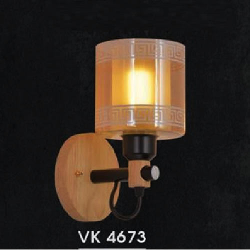 HF - VK 4673: Đèn gắn tường đơn - KT: L140mm x W140mm x H260mm  - Bóng đèn E27 x 1