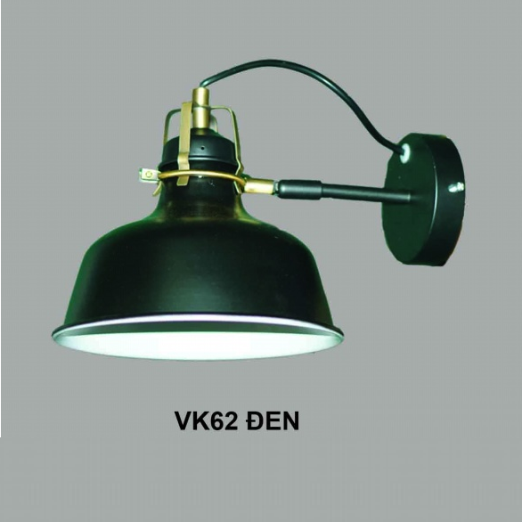 355 - VK62 Đen: Đèn gắn tường 1 bóng - KT: Ø210mm x H220mm - Bóng đèn E27 x 1