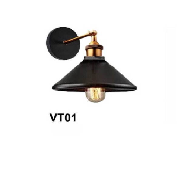 355 - VT01 chóa cụp: Đèn gắn tường 1 bóng - KT: Ø220mm - Bóng đèn chân E27 x 1 bóng