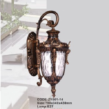 CODE: ZY001-14: Đèn gắn tường ngoài trời - KT: 790mm x 340mm x 430mm - Đèn E27 x 1 bóng