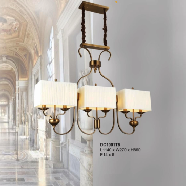 35 - DC1001T6: Đèn thả ngang 6 bóng - KT: L1140mm x W270mm XH860mm - Bóng đèn E14 x 6
