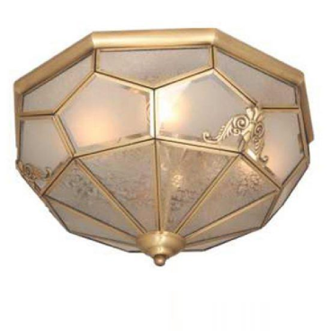 NM 003: Đèn ốp trần đồng chao thủy tinh - KT: Ø330mm x H200mm - Bóng đèn E27 x 3 bóng