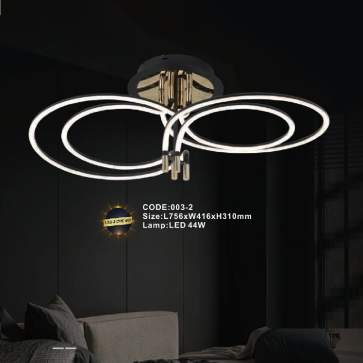 CODE: 003-2: Đèn áp trần LED - KT: L756mm x W410mm x H310mm - Đèn LED 44W ánh sáng đổi 3 màu