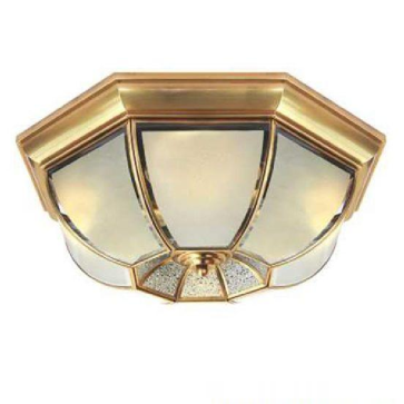 NM 006A: Đèn ốp trần đồng chao thủy tinh - KT: Ø380mm x H160mm - Bóng đèn E27 x 3 bóng