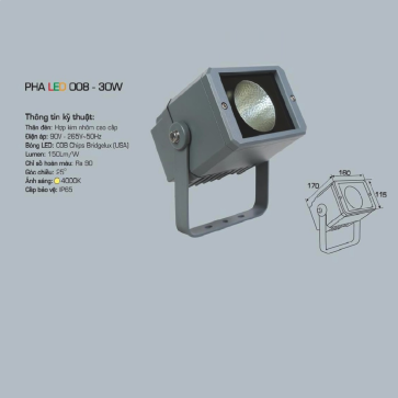 AFC - 008-30W: Đèn pha LED 30W - Ánh sáng trung tính 4000K