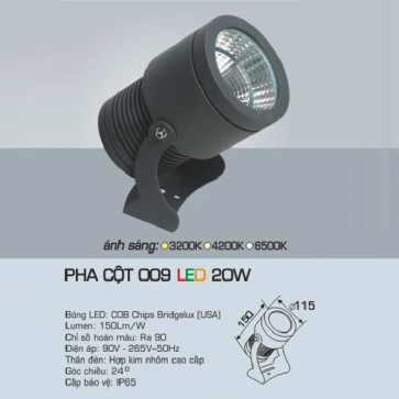 AFC - 009 LED 20W: Đèn pha cột LED 20W - Ánh sáng vàng/trung tính/trắng