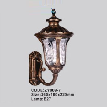 CODE: ZY004-7: Đèn gắn tường ngoài trời - KT: 360mm x 190mm x 220mm - Đèn E27 x 1 bóng