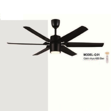 E - MODEL - Q01: Quạt trần đèn LED 6 cánh nhựa ABS Đen