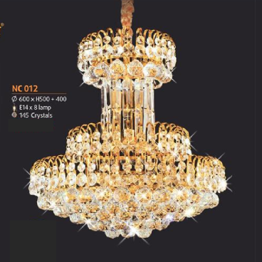 NC 012: Đèn chùm Phale - KT: Ø600mm x H500mm + 400mm - 145 hạt Phale - Bóng đèn E14 x 8 bóng