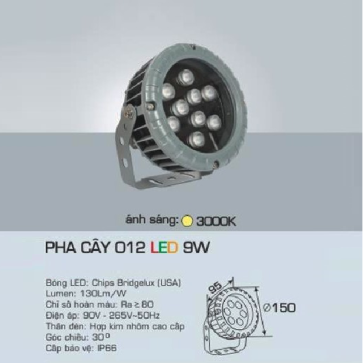 AFC - 012 LED 9W: Đèn pha cây LED 9W - Ánh sáng vàng 3200K