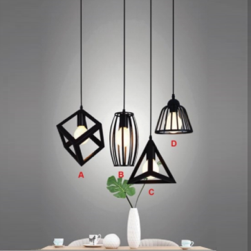 TCF013A: Đèn thả đơn ( chọn mẫu A/B/C/D) - KT: Ø200mm x H250mm Bóng đèn E27 x1 bóng