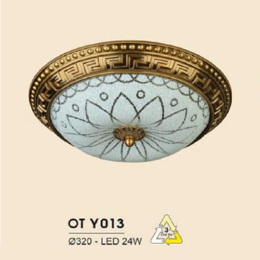 HF - OT  Y013: Đèn ốp trần LED chao thủy tinh - KT: Ø320mm - Đèn LED 24W đổi 3 màu