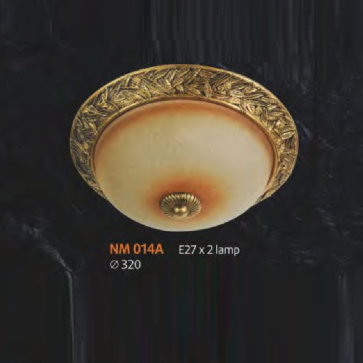 NM 014A: Đèn ốp trần chao thủy tinh - KT: Ø320mm - Bóng đèn E27 x 2 bóng