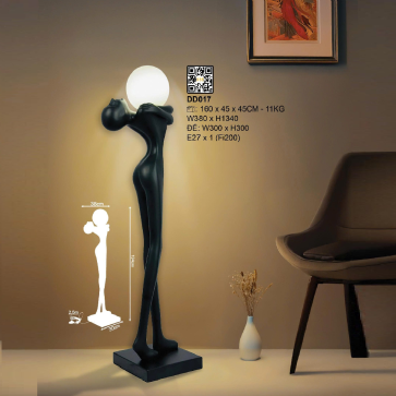 DD017: Đèn đứng chao quả bi ( Ø200mm) - KT:W380mm x H1340mm- Bóng đèn E27 x 1 bóng