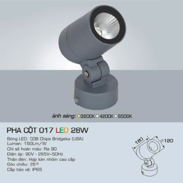 AFC - 017 LED 28W: Đèn pha cột LED 28W - Ánh sáng vàng/trung tính/trắng