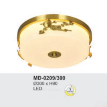 AN - MĐ - 0209/300: Đèn ốp trần đồng - KT: Ø300mm x H90mm - Đèn LED đổi 3 màu