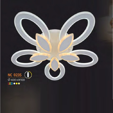 NC 0235: Đèn áp trần LED Mica - KT: Ø600mm x H100mm - Đèn LED đổi 3 màu - Remote