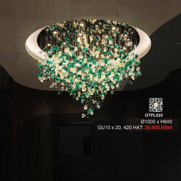 3 - OTPL025T1000: Đèn ốp trần Phale LED - KT: Ø1000mm x H500mm - Bóng đèn LED GU10 x 20 bóng