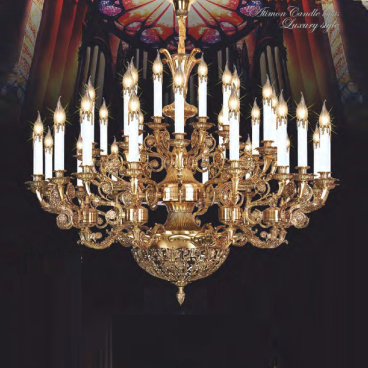 NC 026/18+12+6: Đèn chùm nến 36 tay - KT: Ø1200x H1000mm +500mm - Bóng đèn chân E14 x 36 bóng
