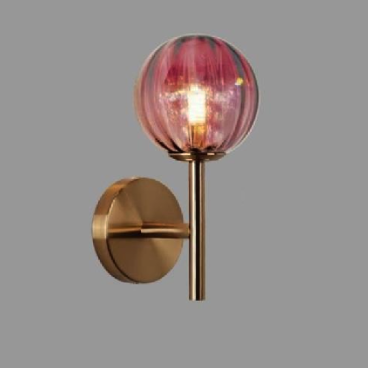 35 - VK 02C: Đèn gắn tường chóa bi thủy tinh màu - KT: Ø100mm x H250mm - Bóng đèn E14 x 1