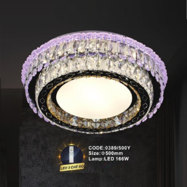 CODE: 0389/500Y: Đèn áp trần tròn LED - KT: Ø500mm - Đèn LED 166W ánh sáng đổi 3 màu