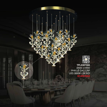 3 - TPL039T800: Đèn thả LED Phale - KT: Ø800mm x H550mm - Đèn LED ánh sáng vàng 3000K