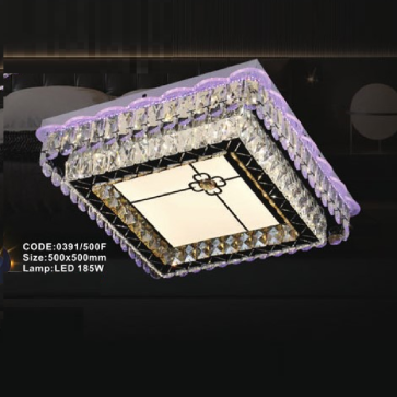 CODE: 0391/500F: Đèn áp trần vuông LED - KT: L500mm x W500mm - Đèn LED 185W đổi 3 màu