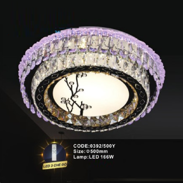 CODE: 0392/500Y: Đèn áp trần tròn LED - KT: Ø500mm - Đèn LED 166W ánh sáng đổi 3 màu