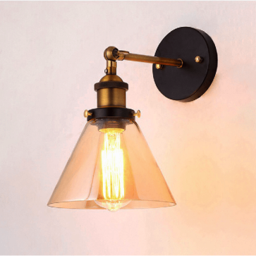 35 - VT03 A: Đèn gắn tường đơn chao thủy tinh - KT: Ø180mm x H220mm - Đèn chân E27 x 1 bóng