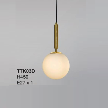 TTK03D: Đèn thả đơn chao quả bi - KT: Ø200mm x H450mm - Bóng đèn E27 x 1