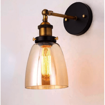 35 - VT03 D: Đèn gắn tường đơn chao thủy tinh - KT: Ø180mm x H220mm - Đèn chân E27 x 1 bóng