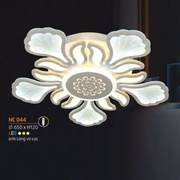 NC 044: Đèn áp trần LED Mica - KT: Ø650mm x H120mm - Đèn LED ánh sáng đổi 3 màu - Remote