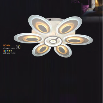 NC 046: Đèn áp trần LED Mica - KT: Ø800mm x H120mm - Đèn LED đổi 3 màu - Remote