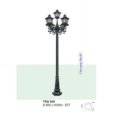TRỤ 049: Đèn trụ sân vườn chất liệu hợp kim, 5 bóng