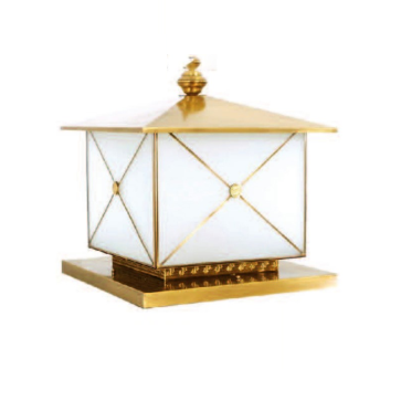 TD - 05-20: Đèn gắn đầu trụ cổng xi mạ đồng - KT: L400mm x W400mm - Đèn E27 x 1 bóng