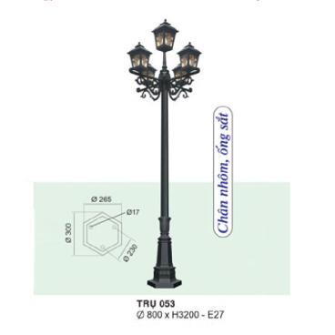 TRỤ 053: Đèn trụ sân vườn chất liệu hợp kim, 5 bóng