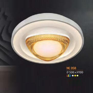 NC 058: Đèn áp trần LED Mica - KT: Ø500mm x H100mm - Đèn LED ánh sáng đổi 3 màu