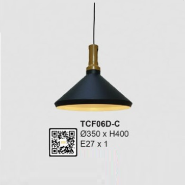 TCF06D-C: Đèn thả đơn - KT: Ø350mm x H400mm - Đèn E27 x 1 bóng