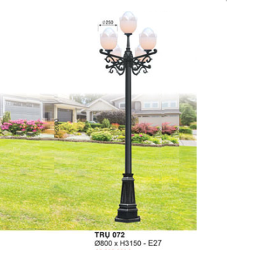 TRỤ 072: Đèn trụ sân vườn chất liệu hợp kim, chao nhựa 5 bóng