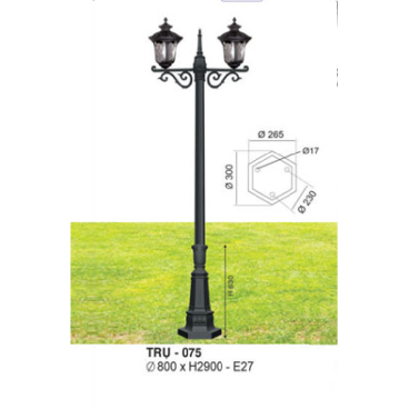TRỤ 075: Đèn trụ sân vườn chất liệu hợp kim 2 bóng