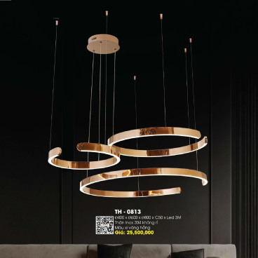 TH - 0813: Đèn thả 3 vòng LED - KT: Ø(400+600+800)mm - x H50mm - Đèn LED đổi 3 màu