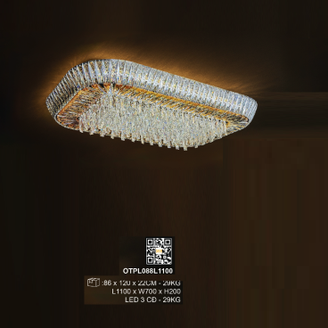OTPL088L1100: Đèn áp trần Phale chữ nhật - KT: L1100mm x W700mm x H200mm - Đèn LED đổi 3 màu
