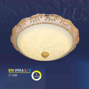 BM 090A LED: Đèn ốp trần LED, chao thủy tinh - KT: Ø500mm - Đèn LED đổi 3 màu