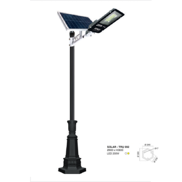 SOLAR - TRỤ 092: Đèn pha trụ sân vườn sử dụng NLMT