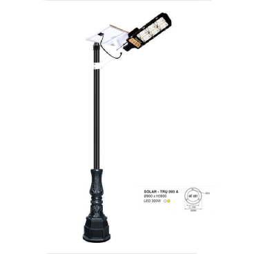 SOLAR - TRỤ 093A: Đèn pha trụ sân vườn sử dụng NLMT