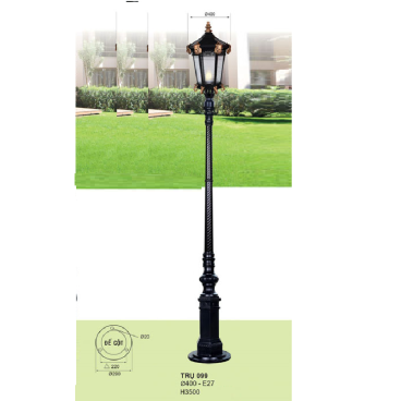 TRỤ 099: Đèn trụ sân vườn chất liệu hợp kim 1 bóng