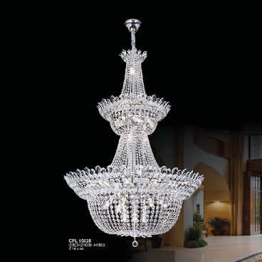 CPL 10025: Đèn chùm Phale K9 - KT: Ø500mm + Ø1000mm x H1500mm - Bóng đèn chân E14 x 44 bóng