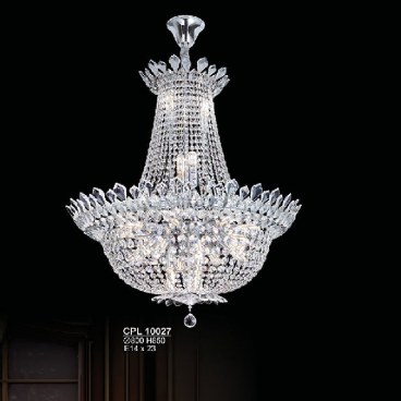 CPL 10027: Đèn chùm Phale K9 - KT: Ø800mm  x H850mm - Bóng đèn chân E14 x 23 bóng