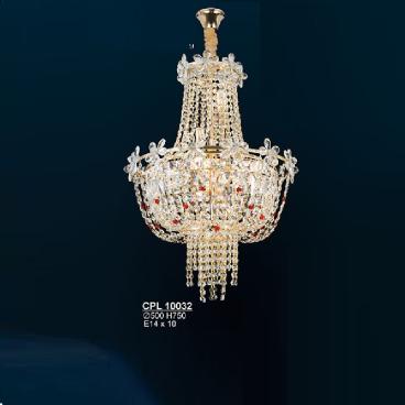CPL 10032: Đèn chùm thả Phale K9 - KT: Ø500mm  x H750mm - Bóng đèn chân E14 x 10 bóng