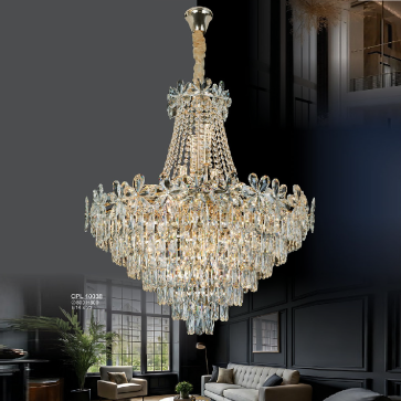 CPL 10038: Đèn chùm thả Phale K9 - KT: Ø800mm x H800mm - Bóng đèn chân E14 x 23 bóng